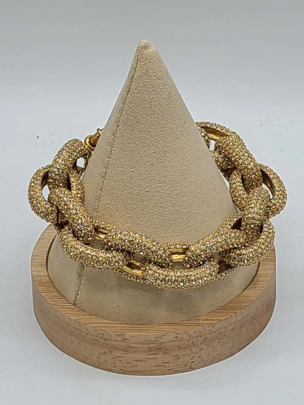 J Crew Chunky Gold Tone Pave Bracelet Like New